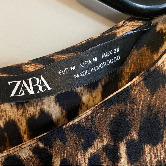 Zara Leopard Print Blouse High Low Size M - Picture 9 of 9